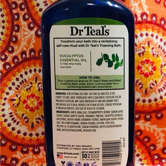 Dr Teals Foaming bath with pure epsom salt eucalyptus spearmint .34Oz - Picture 2 of 2